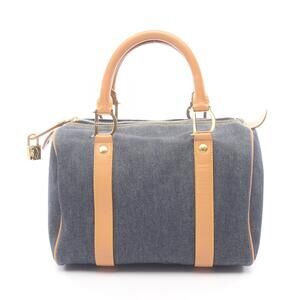 Dior tote bag denim leather Navy Blue brown